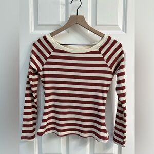 Lulu's Red and White Striped Long Sleeve Tee